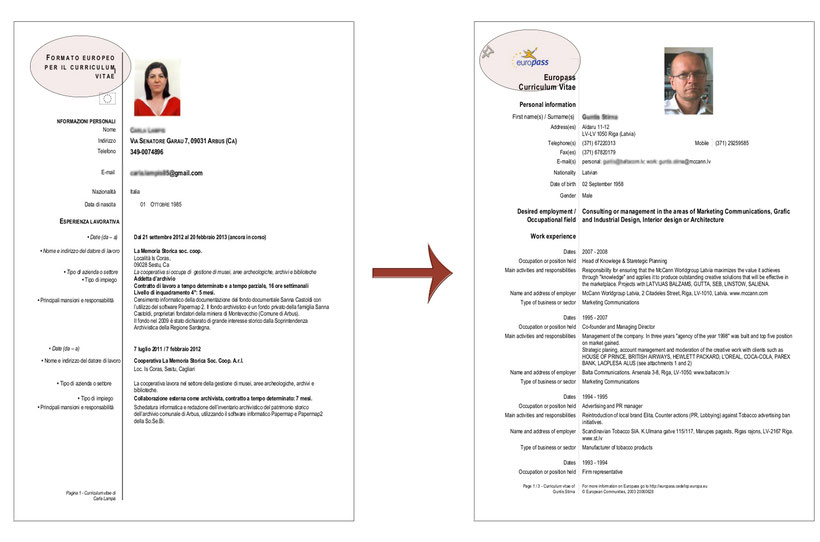 Esempio Di Curriculum Vitae Formato Europeo Curriculum Vitae Formato
