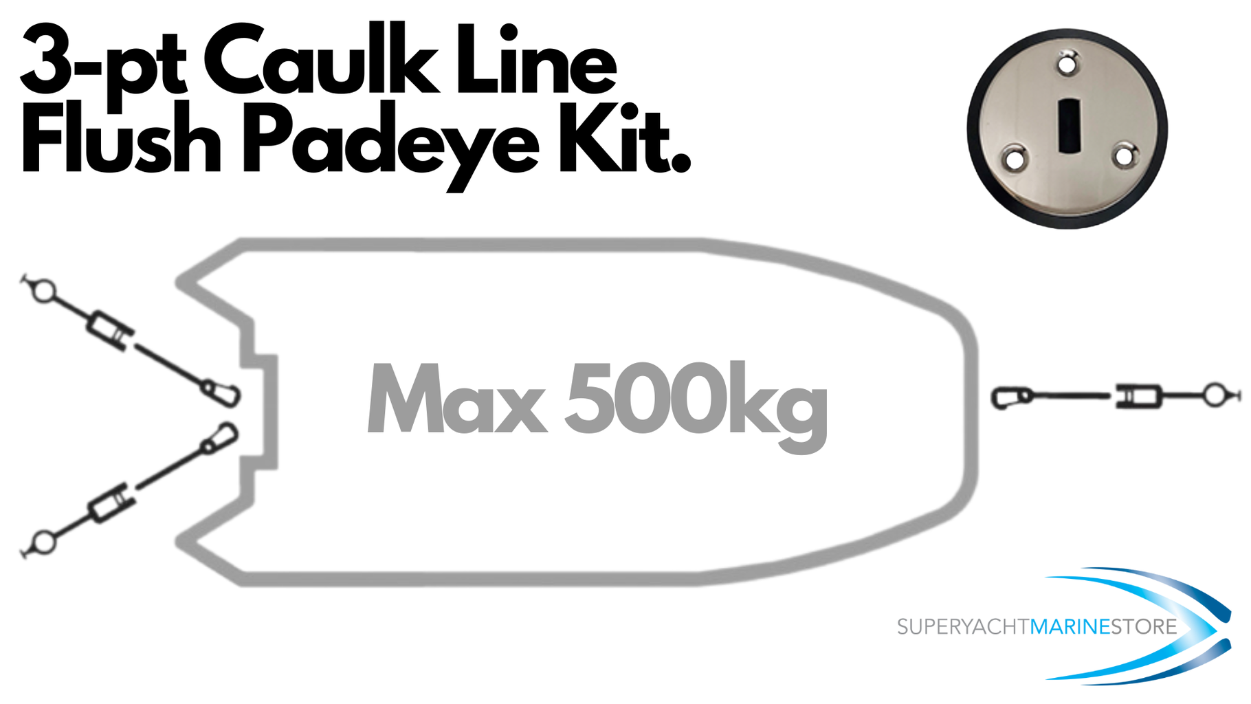 3-point caulk line flush fit padeye tie down kit