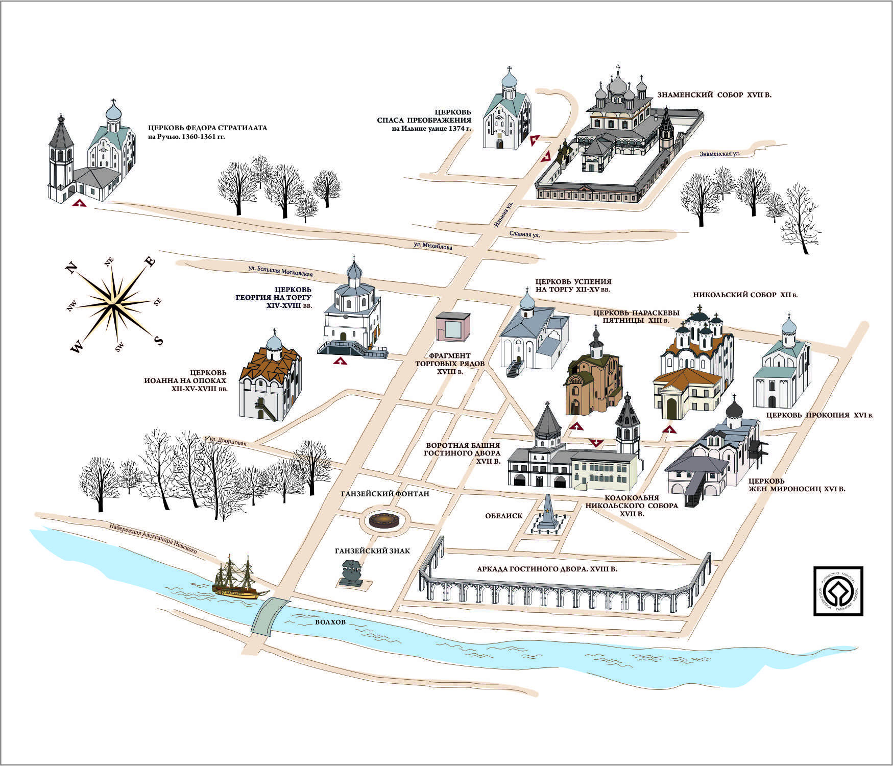 Великий Новгород карта храмов. Туристическая карта Великого Новгорода с достопримечательностями. Схема карта Кремля Великий Новгород. План Ярославово Дворище Великий Новгород