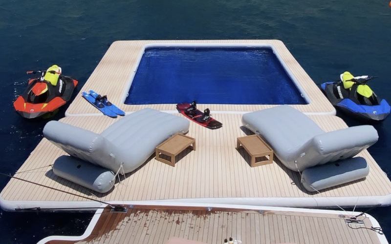 5 x 5m Sea Pool with wider walkway by Superyacht Inflatables