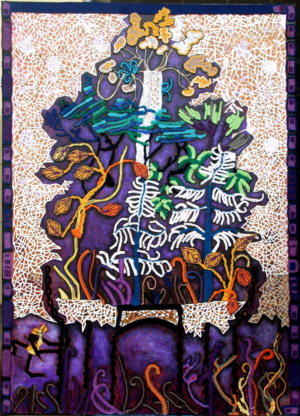 THE AMAZON - Size:45x32 ins. Medium: thread, paper, acrylic