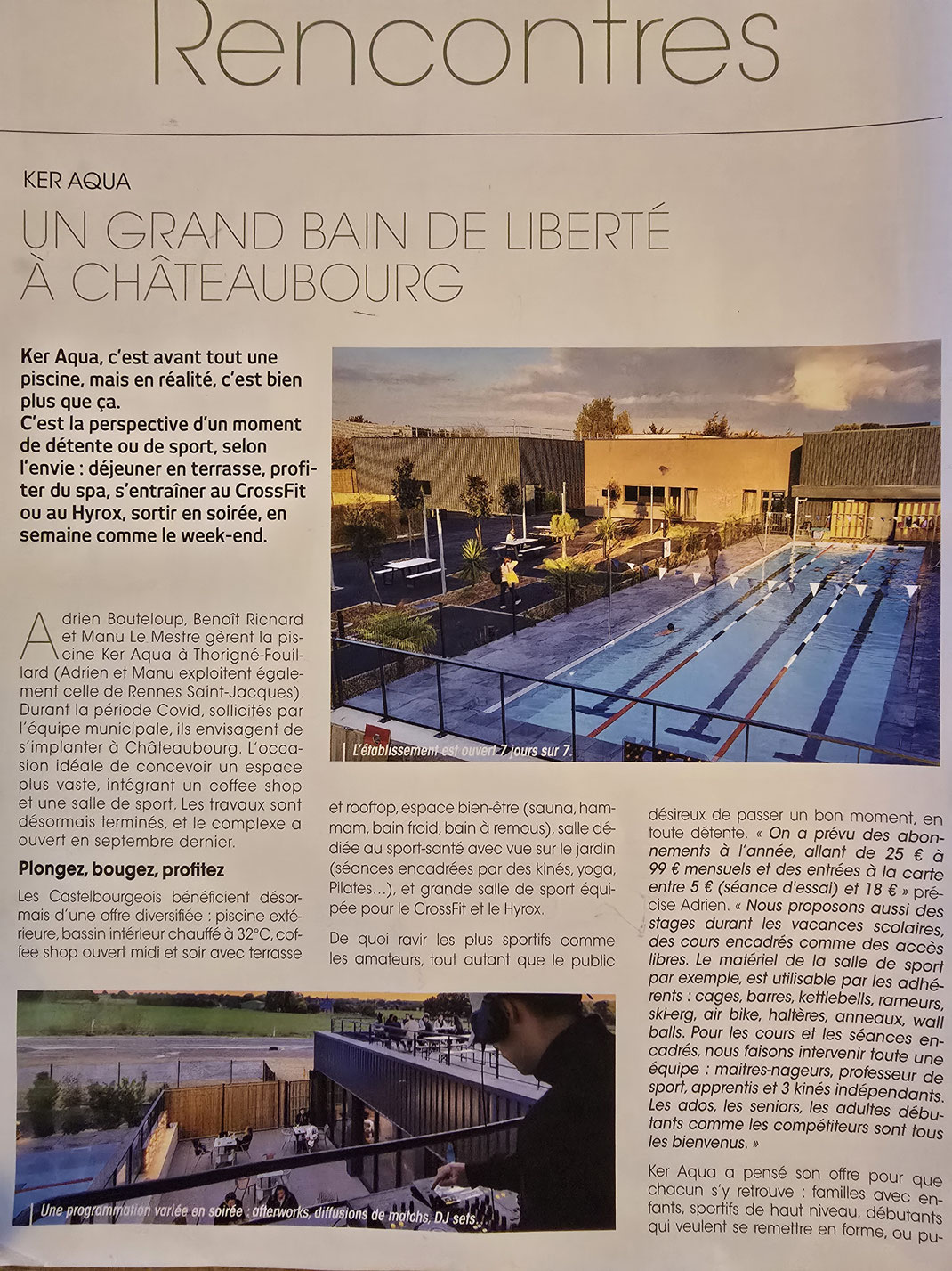 keraqua, chateaubourg, piscine, bar, crossfit, hyrox, pilates, yoga, sauna