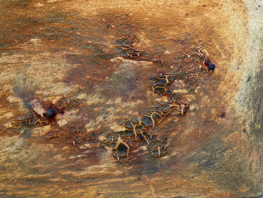 Curcuma und Auberginenschwarz auf Leinwand