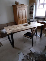 Esstisch, massive Gerüstbohlen/Stahl-Version, Industrie-Style, LxBxH 212x87x72cm (2.57)