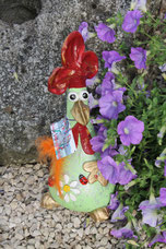 Betonhuhn, Knetbeton, Deko Garten, Funky Chicken, Seidenhühner