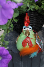 Betonhuhn, Knetbeton, Deko Garten, Funky Chicken, Seidenhühner