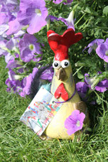 Betonhuhn, Knetbeton, Deko Garten, Funky Chicken, Seidenhühner