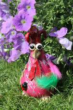 Betonhuhn, Knetbeton, Deko Garten, Funky Chicken, Seidenhühner