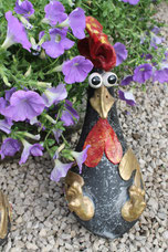 Betonhuhn, Knetbeton, Deko Garten, Funky Chicken, Seidenhühner