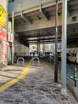 恵比寿駅からの順路3　JR高架をくぐり直進