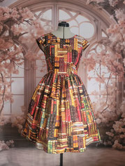 book over, Bücher Kleid, Lehrer, Schüler, Nerd, Geek, booktok, bookstagram, reader, vintage, retro, fashion, 50 fifties, pettiaot, Tellerrock, Kleid mit Taschen