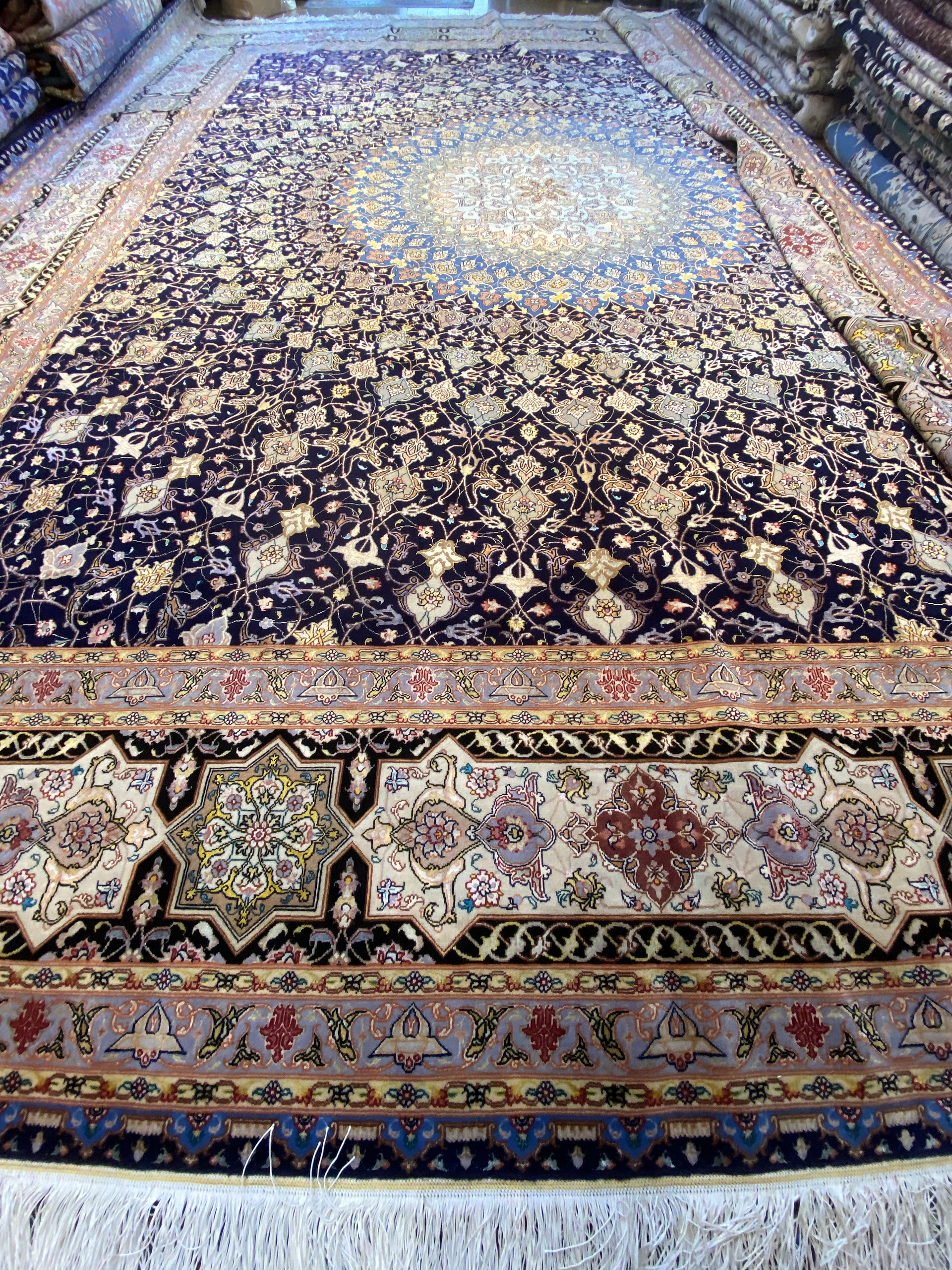 最高 イラン タブリーズ産ペルシャ絨毯□1655-450