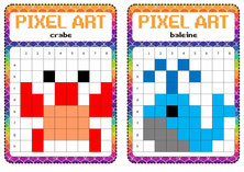 grille pixel art mathématiques repérage 8 cases sur 8