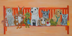 Giraffe Kind Kuss Liebe Porträt Leinwand Kunstdruck Malerei Kunst Tierart