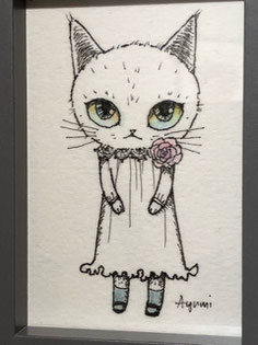 Ayumi 「おめかし」 ペン画 (マグネット、スタンド)¥5,060 58㎜×82㎜(内寸45㎜×70㎜)