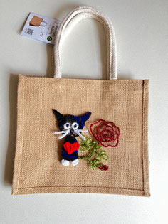 Lis モールバッグ(麻)小 ハチワレ ¥2,500 300㎜×280㎜ マチ160㎜ 持ち手180㎜