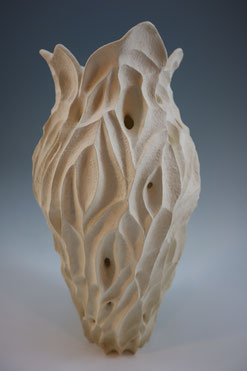 Tall Carved Coral Vase (15.5" x 8.5" x 8.5")