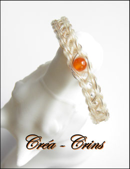 bracelet crin de cheval personnalisé sur mesure et pierre naturelle perle