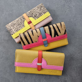 Leder Geldbeutel groß soruka kuhfell animalprint