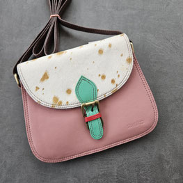 ledertasche soruka rosa mit kuhfell