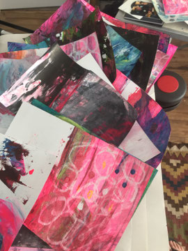 abstract art, art mess, circles, loops, pink