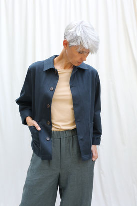 JACKE / Baumwolle / dunkelblau