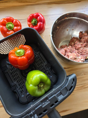 Saftige gefüllte Paprika mit Hackfleisch-Füllung aus dem Airfryer