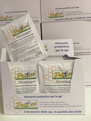 Confezione di bustine di ProBee® contenente i probiotici disidratati e liofilizzati.