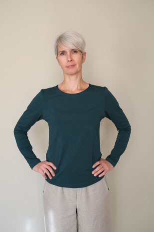 BASICSHIRT / langarm / flaschengrün