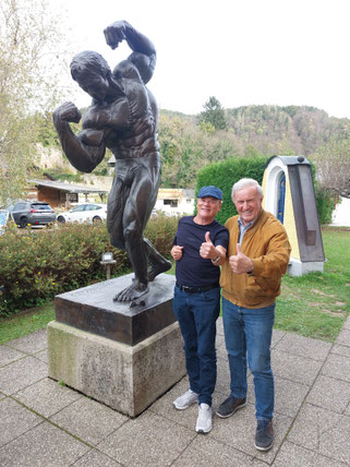 Composer/writer "Hansi" Hans Georg (H.G.) Lang & Arnold "Arnie" Schwarzenegger's schoolmate and buddy, founder of the Schwarzenegger Museum, Peter Urdl (on the right)