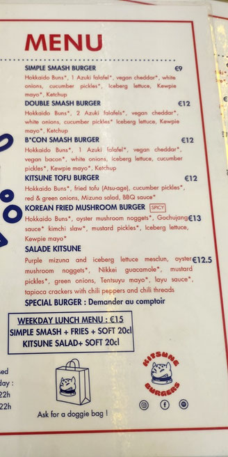Kitsune menu