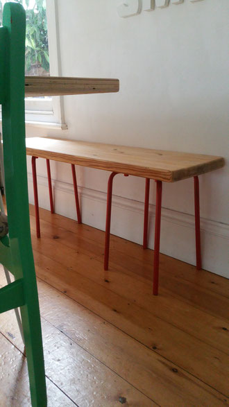 ikea hack from an old table and ikea stools