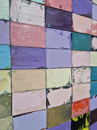 Opbouw van een abstract kubistisch schilderij met geometrische vormen.