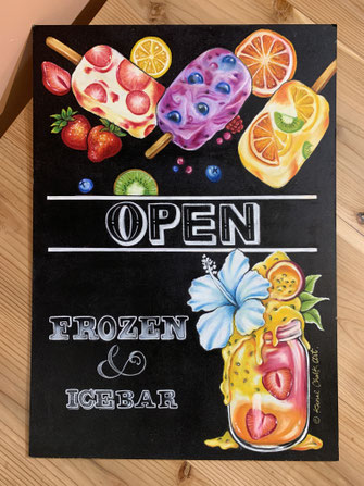 アイスクリーム屋｜手描きチョークアートの実例｜KANAE CHALK ART.