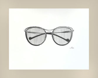 Realistic graphite drawing: sunglasses, sonnenbrille, glasses, Lesebrille, Brille