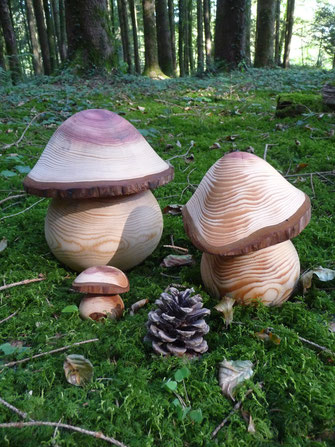Pilz Pilze Holz drechseln gedrechselt Fichte Douglasien Dekoration Wohnaccessoire