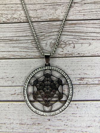 Metatrons Würfel Edelstahl Anhänger mit Kette Bild Suchmaschinenoptimierung SEO  