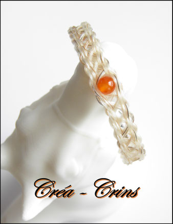 bracelet crin de cheval personnalisé sur mesure et pierre naturelle perle