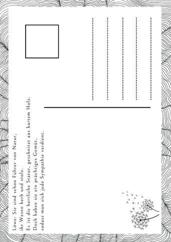 Postkarte "Sternzeichen Löwe" Rückseite