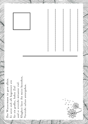 Postkarte "Sternzeichen Wassermann" Rückseite