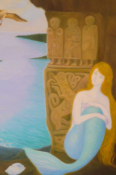 A mermaid behind the rock 70x60cm