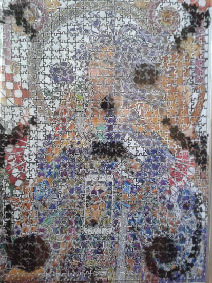 Techniques mixtes & collage sur puzzle, 120X75cm, 2019