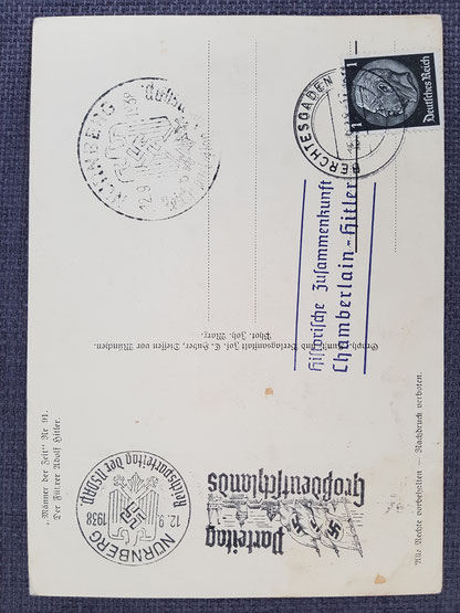 Postkaart Adolf Hitler 12 september 1938 (partijdag Nürnberg)