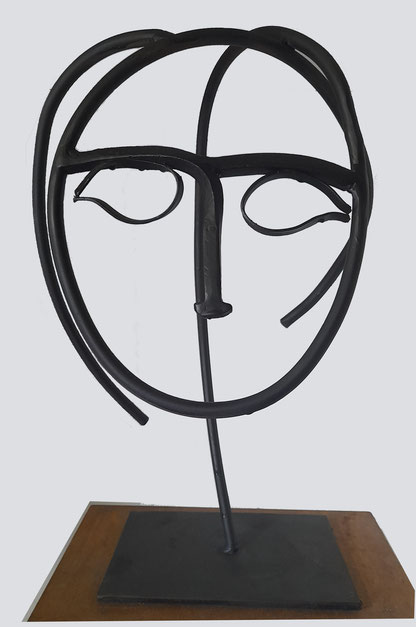 sculpture métal représentant un visage - Flandin