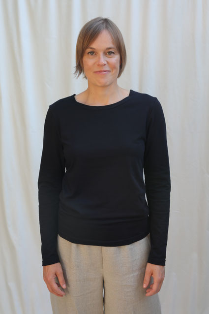 Basicshirt / langarm / schwarz