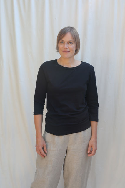 Basicshirt / 3/4 Arm / schwarz