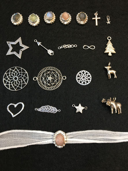 Silberteile für Armbänder