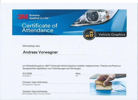 3M Certificate of Attendance Folierung Avery Deninsion Kematen an der Ybbs Austria