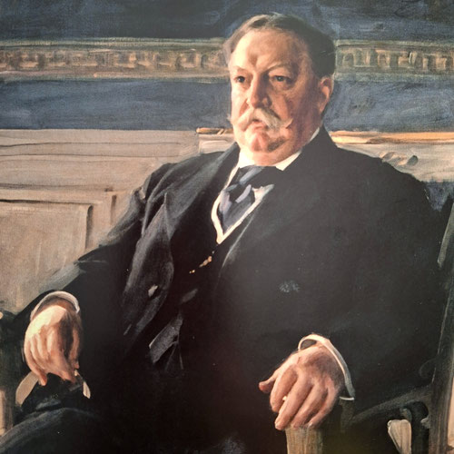Anders Zorn.1911 Retrato del Presidente en funciones de EEUU,William Howard Taft en el Salón Azul de la Casa Blanca, en su tercera año de mandato,muestra en su rostro el cargo de responsabilidad.Óleo sobre lienzo.117x89cm.Washington White House Collection