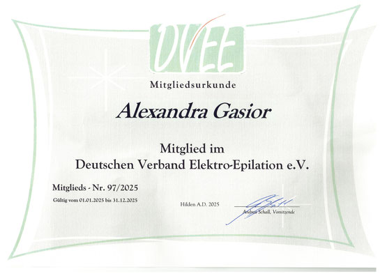 Mitgliedurkunde DVEE